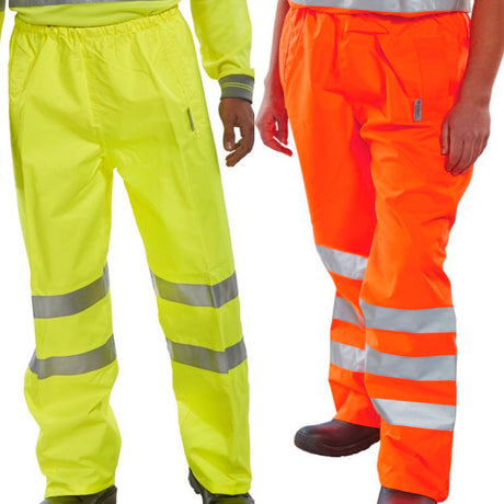 Beeswift Birkdale Hi-Vis Waterproof Overtrousers Orange Class 2 Breathable