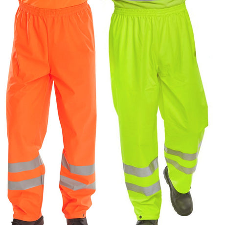 Beeswift Hi Vis Breathable Overtrousers Waterproof Class 2 Saturn Yellow PUT471