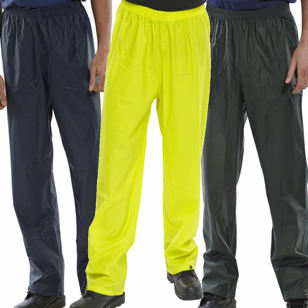 Beeswift Super PU Waterproof Overtrousers Navy Blue EN343 Weather Protection