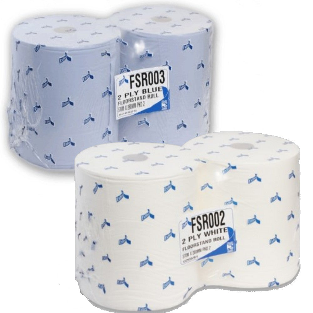 Essentials Floorstand Paper Roll 2-Ply Blue Commercial Cleaning