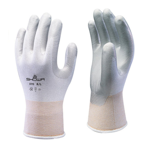 Showa 370W Nitrile Palm Coated Assembly Gloves White Precision Work Gloves