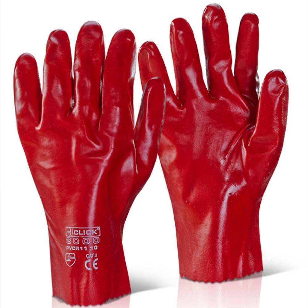 Click PVC 11" Gauntlet Red Liquid-Proof Work Gloves