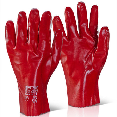 Click PVC 11" Gauntlet Red Liquid-Proof Work Gloves