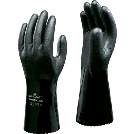 Showa 660 ESDR Anti-Static Chemical Glove PVC Gauntlet For Flammable Materials