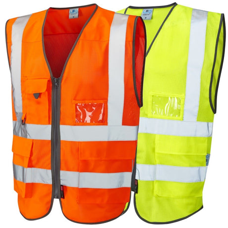 Leo Workwear Cobbaton Hi Vis Waistcoat Orange Yellow ISO 20471 Class 2