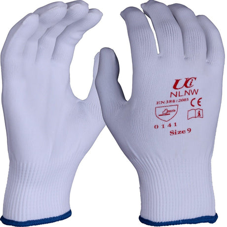 UCi White Knitted Nylon Gloves NLNW Seamless Precision Work Gloves