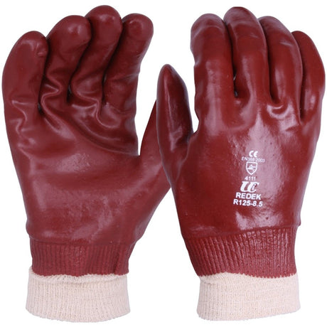 Redek Red PVC Work Gloves Multi-Purpose Wet Oily Handling Gloves