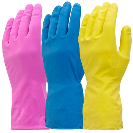 Beeswift Household Latex Gloves Medium Weight Flock Lined Cotton