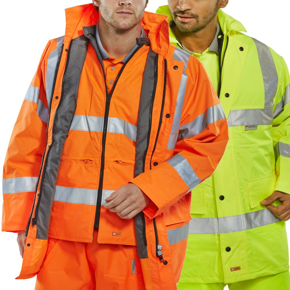 Beeswift 4 in 1 Hi-Vis Jacket Orange Class 3 Waterproof Workwear