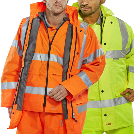 Beeswift 4 in 1 Hi-Vis Jacket Orange Class 3 Waterproof Workwear