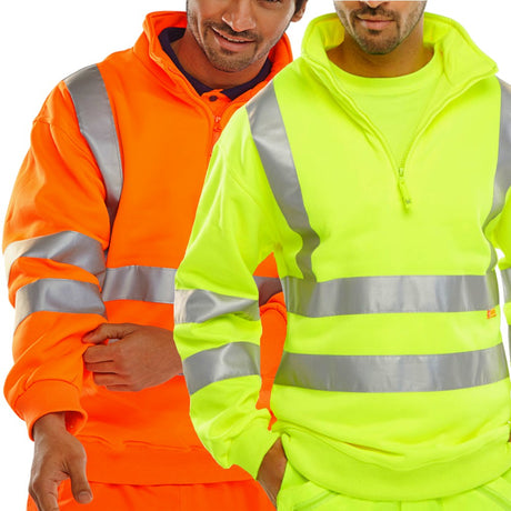 Beeswift Essential Quarter Zip Sweatshirt Class 3 Hi Vis Railway Certified (Orange)