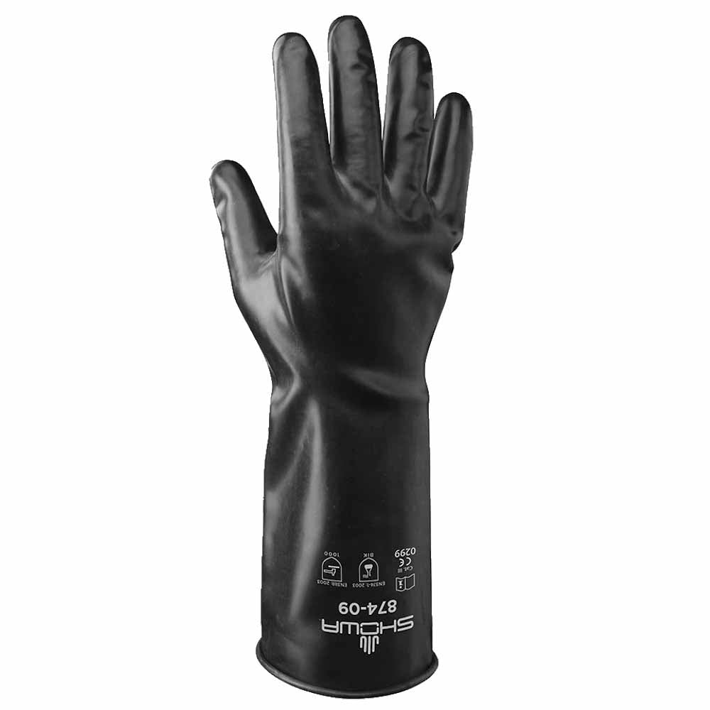 Showa Butyl Rubber Acid, Ketone, Ester Resistant Chemical Gauntlet