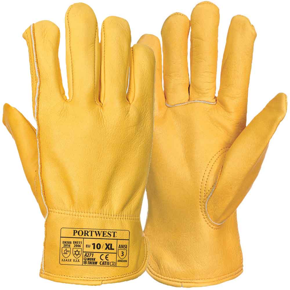 Portwest A271 Lined Driver Glove Full-Grain Leather Cold Protection