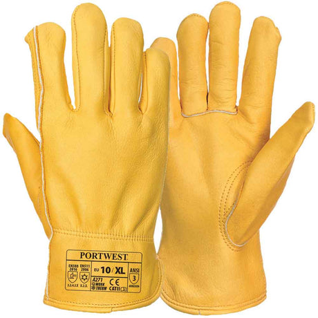 Portwest A271 Lined Driver Glove Full-Grain Leather Cold Protection