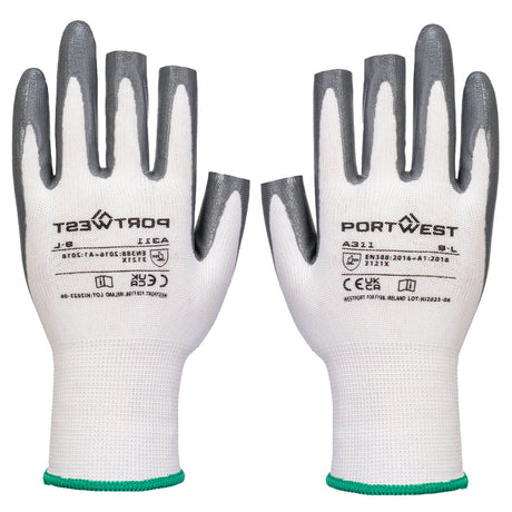 Portwest A311 Grip 13 Nitrile 3 Fingerless Gloves Precision Work