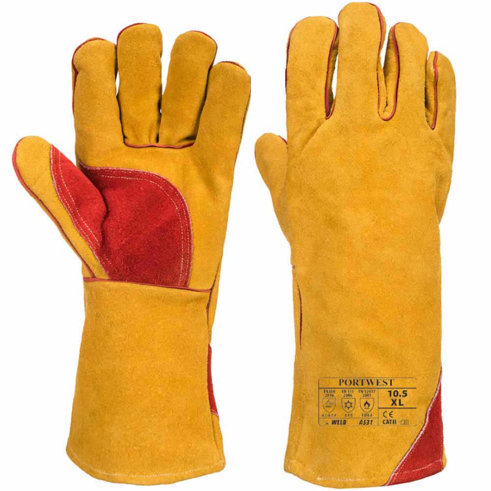 Portwest Reinforced Winter Welding Gauntlets Fleece Lined Type A