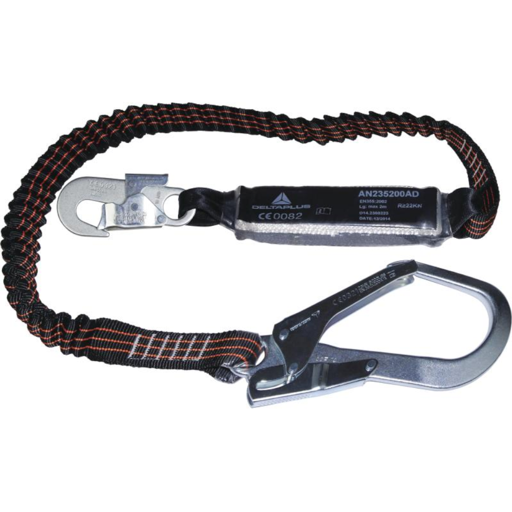 DeltaPlus Energy Absorber Fall Arrest Elastic Lanyard 2m