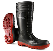 Dunlop Acifort Ribbed Shin Protection Black PVC Wellington Full Safety