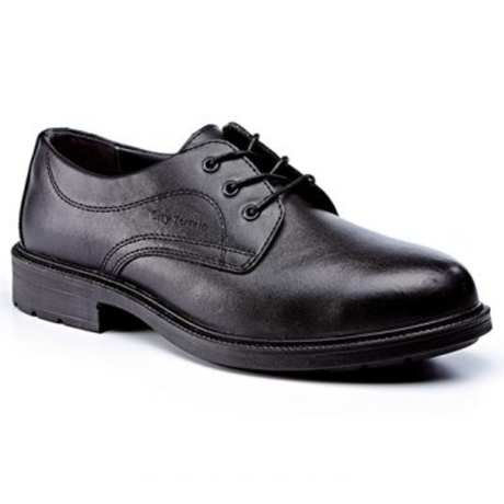 BLACK LEATHER PLAIN FRONT SHOE S1P SRC