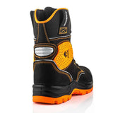 Buckbootz BVIZ6BKOR High Leg Safety Boot Black Hi-Vis Orange Ankle Protection