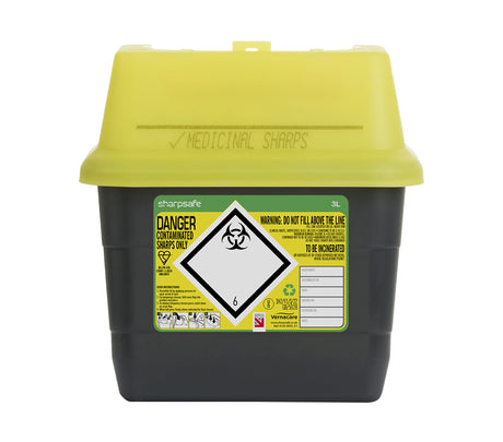 Beeswift Sharpsafe 3L Yellow Sharps Bin Medical