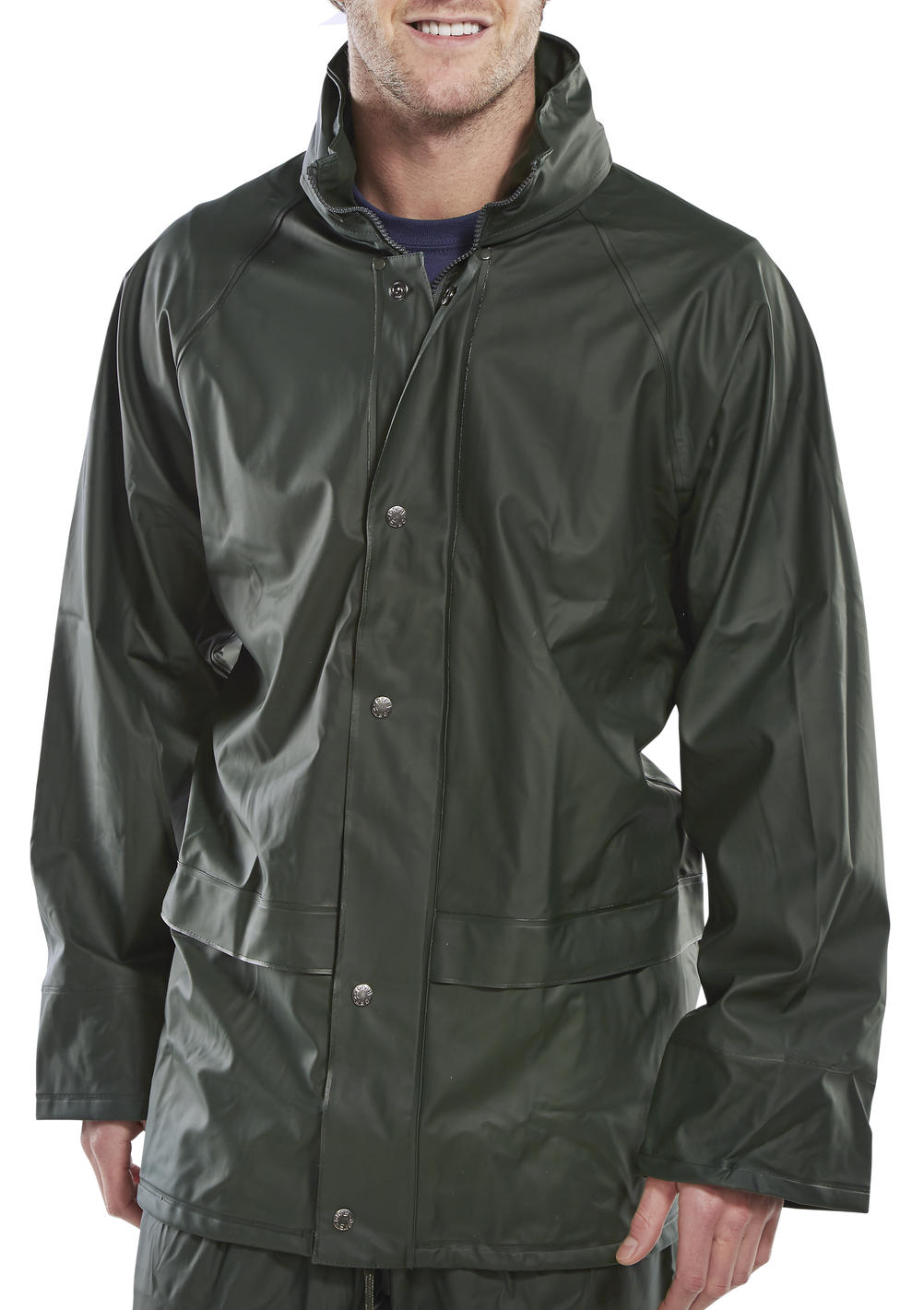 Beeswift Super PU Jacket Navy Weatherproof Work Coat EN 343