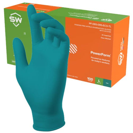PowerForm PF-95TL EcoTek Sustainable Nitrile Gloves Teal