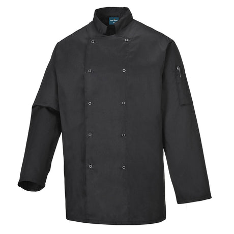 Portwest Chef's Suffolk Long Sleeve Jacket Mandarin Collar With Ring Studs