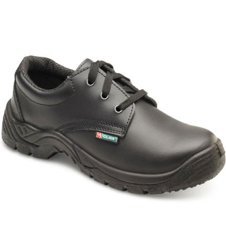 Black Smooth Leather Safety Shoe Lace Up Steel Toe S1P