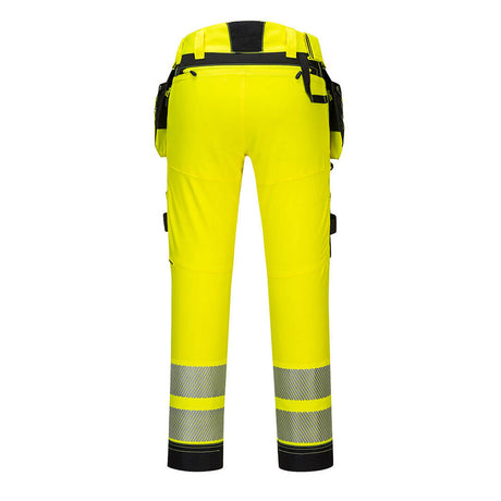Portwest DX442 Hi Vis Work Trousers Yellow 4-Way Stretch Cargo Trousers