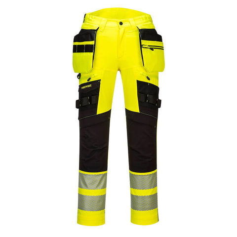DX4 Hi Vis Work Trousers 4X Stretch Yellow Hi Vis Trousers