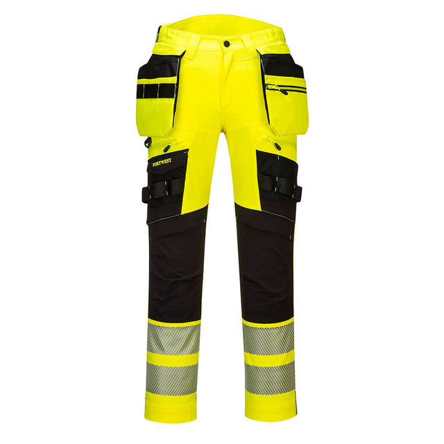 DX4 Hi Vis Work Trousers 4X Stretch Yellow Hi Vis Trousers