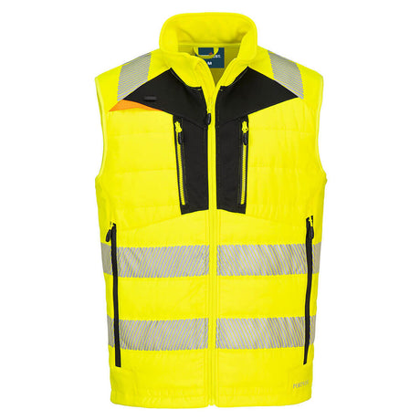 DX4 Yellow Hi Vis Body Warmer Softshell Hybrid Hi Vis Gilet