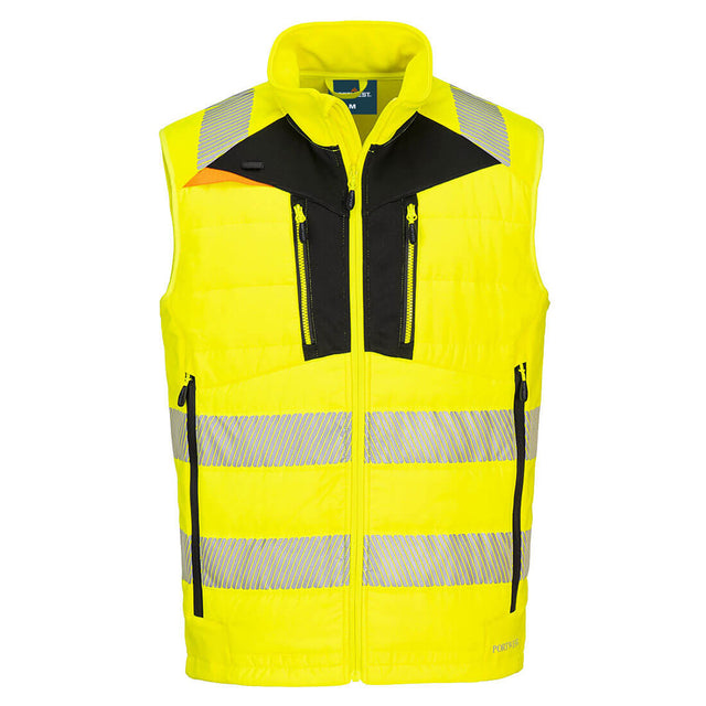 DX4 Yellow Hi Vis Body Warmer Softshell Hybrid Hi Vis Gilet