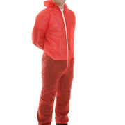 Disposable Hooded Coverall Polyprop. Red