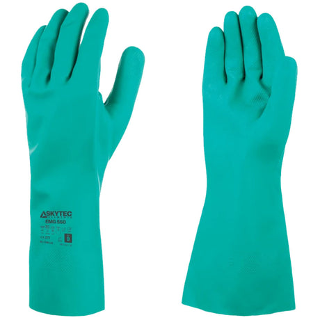 Skytec Chemical Resistant Nitrile Gauntlet 330mm Flock Lined Work Gloves