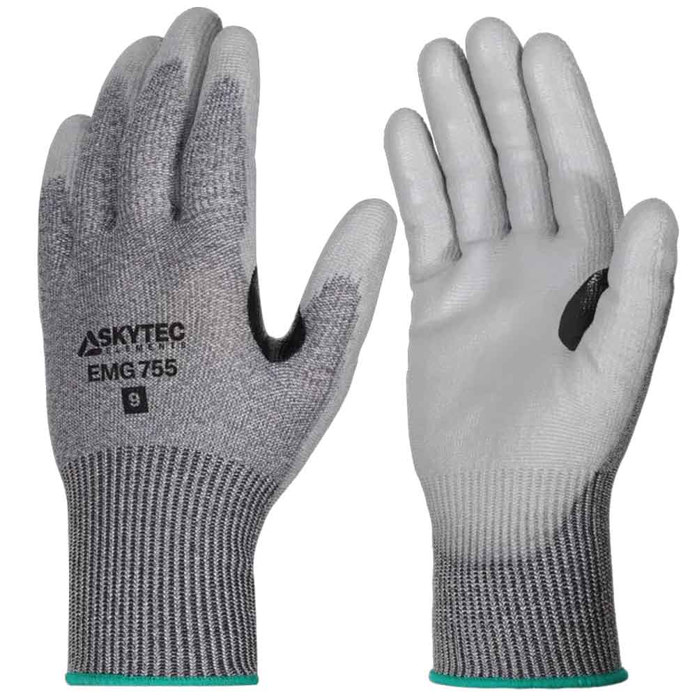 Skytec EMG755 Cut Resistant Gloves Level E PU Coated Work Gloves