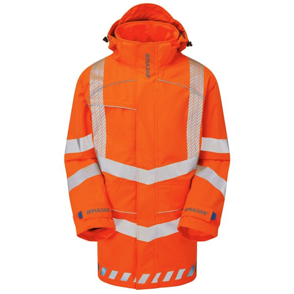 Pulsar Evolution Hi Vis Storm Coat Orange Waterproof Rail Spec Jacket
