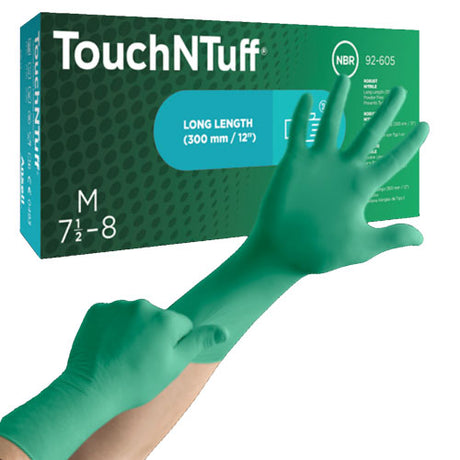 Ansell TouchNTuff 92-605 Disposable Nitrile Chemical Gloves