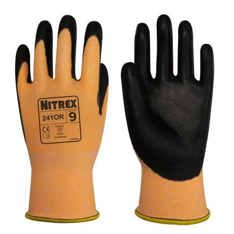 Nitrex 241OR Cut Resistant Gloves Level B Orange PU Palm