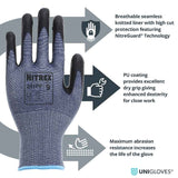 Unigloves Nitrex 241PF Cut Resistant Gloves Level F HPPE Steel Reinforced