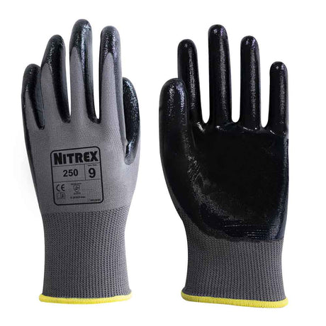 Unigloves Nitrex 250 Nitrile Coated Work Gloves Grey Polyester