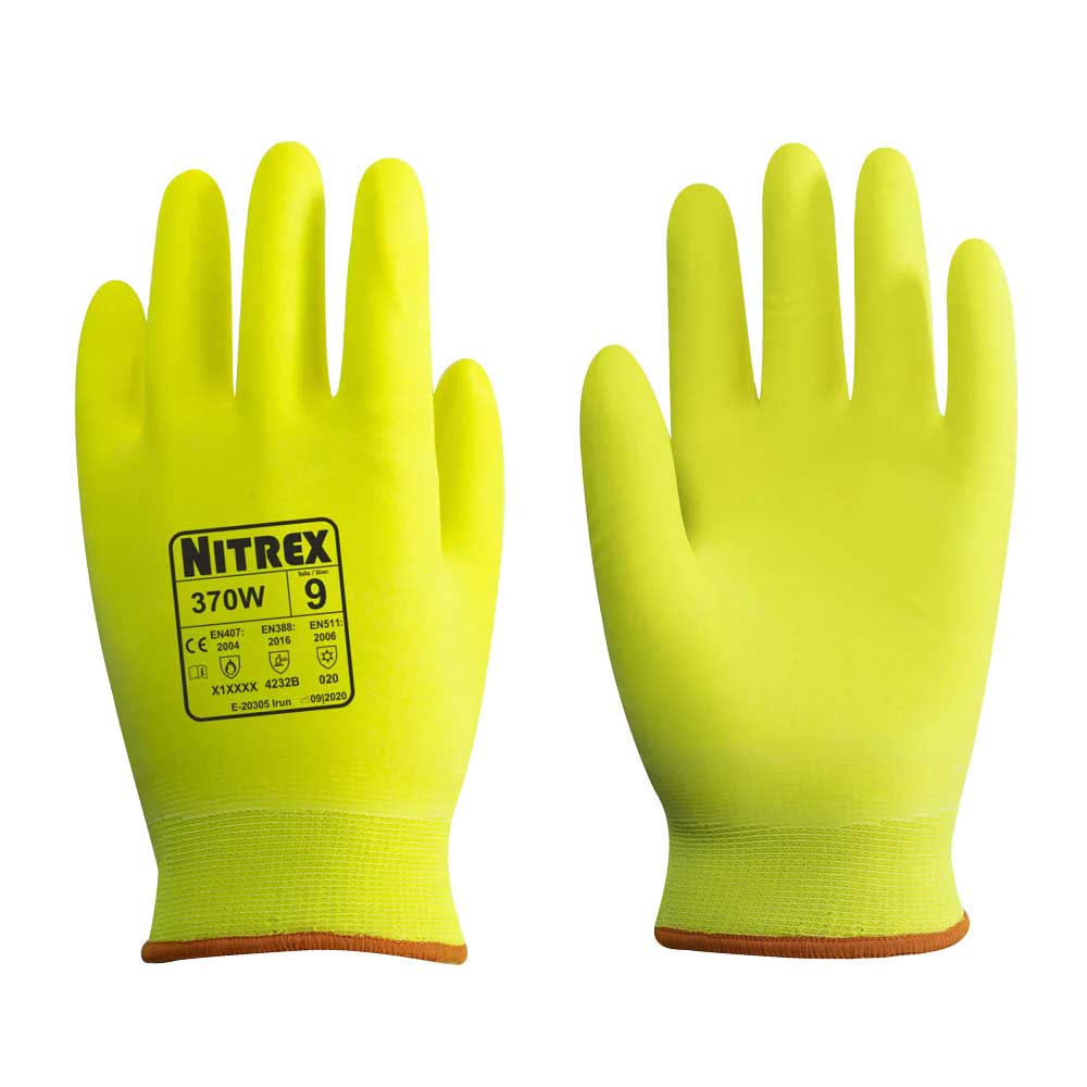 Nitrex 370W Thermal Waterproof Gloves Hi Viz Yellow | Glovesnstuff