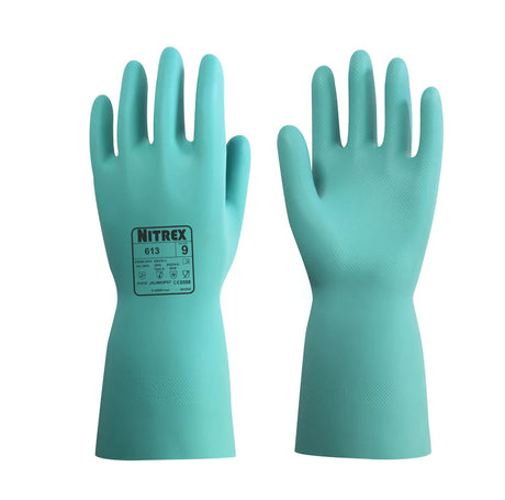 Unigloves Nitrex 613 Chemical Resistant Nitrile Gauntlets Flock Lined