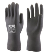 Nitrex 680 Black Latex Chemical Resistant Gloves Heavy Duty Flock Lined