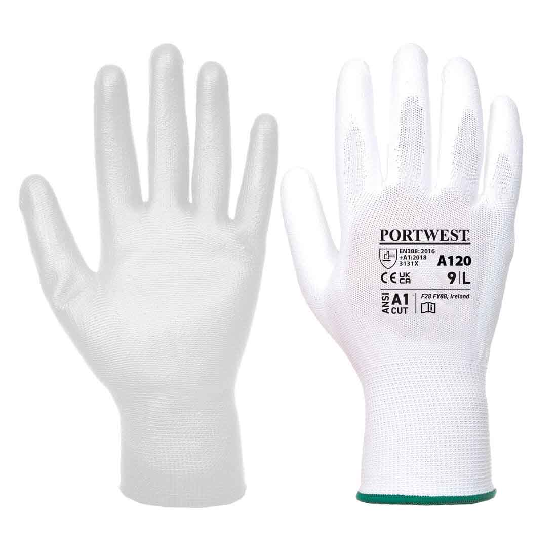 Portwest A120 White PU Palm Gloves High Dexterity Precision Work Gloves