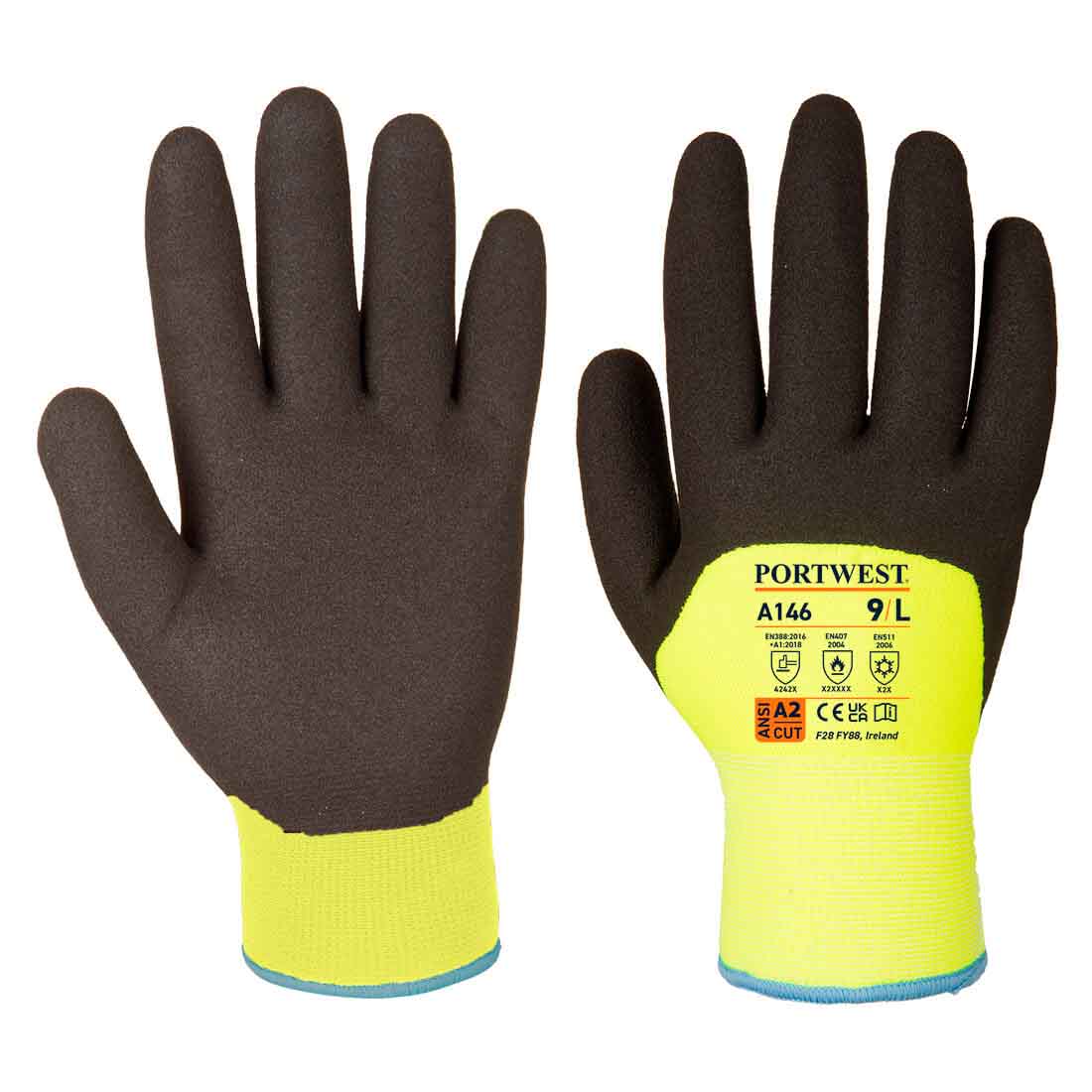 Portwest A146 Cold 15 Nitrile Sandy 3/4 Dipped Glove Thermal Work Gloves