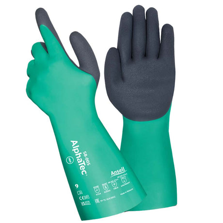 Ansell AlphaTec 58-005 Chemical Resistant Gauntlet Gloves Extended Cuff