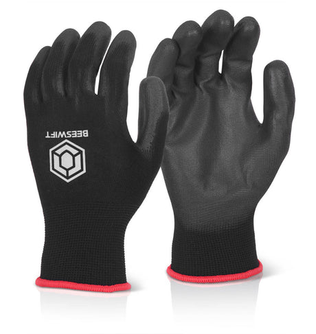 Click 2000 Eco Puggy Black PU Palm Coated Work Gloves