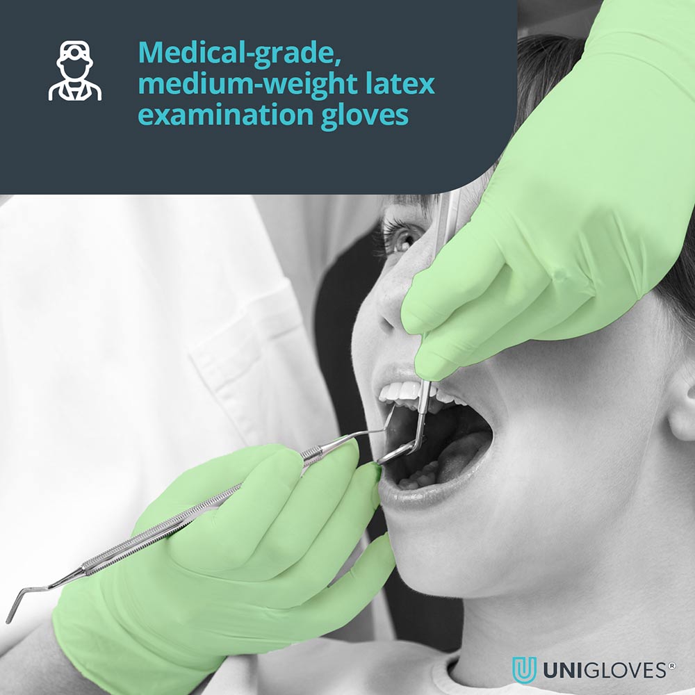 Unigloves Vitality Latex Disposable Gloves Mint Scented Medical Grade